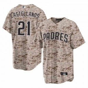 Nick Castellanos #21 San Diego Baseball Jersey | Durable Men Camo USMC Sewn Edition 45776633
