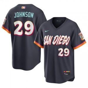 Men Bryce Johnson #29 Obsidian City Connect Sewn Jersey | San Diego Padres Classic Baseball Gear 81015438