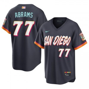 Men CJ Abrams #77 Obsidian City Connect Sewn Jersey | San Diego Padres Genuine Baseball Gear 50576168
