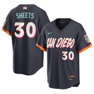 Obsidian Gavin Sheets #30 SD Padres Baseball City Connect Stitch Jersey | Official Men Fit 25296804