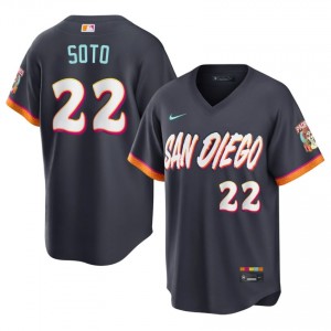 Men Juan Soto #22 Obsidian City Connect Sewn Jersey | San Diego Replica Baseball Gear 68526207