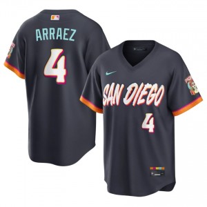 Men Luis Arraez #4 Obsidian City Connect Embroidery Jersey | San Diego Padres Original Baseball Gear 25142228