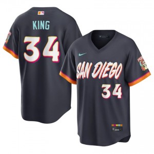 Obsidian Michael King #34 Padres Baseball City Connect Embroidery Jersey | Classic Men Fit 29579393