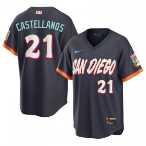 Obsidian Nick Castellanos #21 SD Baseball City Connect Embroidery Jersey | Genuine Men Fit 62953050