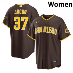 Alek Jacob #37 San Diego Baseball Jersey | Elite Women Brown Sewn Edition 78779061