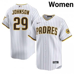 Padres Bryce Johnson #29 White Women Durable Baseball Embroidery Jersey | 2026 Season 86598395