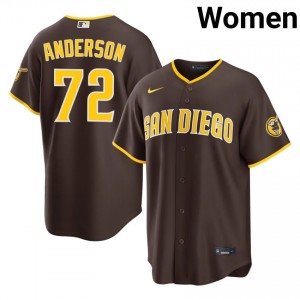 Grant Anderson #72 SD Baseball Jersey | Licensed Women Brown Stitched Edition 73504387