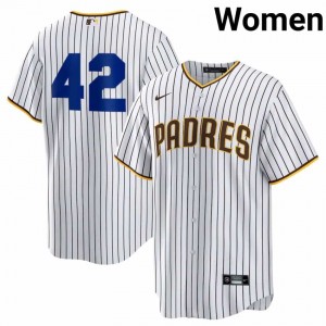 White Jackie Robinson Day #42 Padres Baseball Embroidery Jersey | MLB Women Fit 14385476