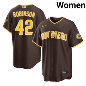 Genuine Jackie Robinson #42 Brown Baseball Embroidery Jersey | San Diego Women Collection Edition 70386065