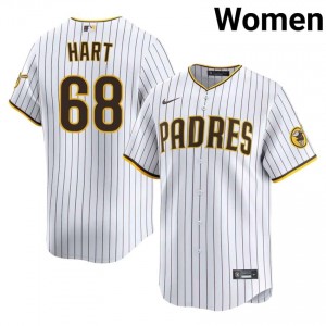 #68 Kyle Hart Licensed Women Baseball Jersey | SD Padres White Fan Gear 99167137