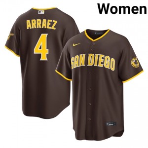 Luis Arraez #4 San Diego Padres Baseball Jersey | Iconic Women Brown Sewn Edition 47171416