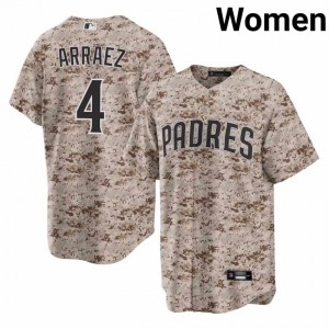 #4 Luis Arraez Replica Women Baseball Jersey | Padres Camo USMC Fan Gear 30246481