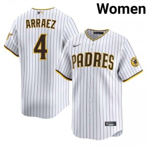 Padres Luis Arraez #4 White Women Officially Licensed Baseball Stitched Jersey | 2026 Season 18149186