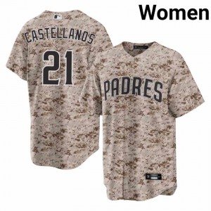 SD Padres Nick Castellanos #21 Camo USMC Women Original Baseball Embroidery Jersey | 2026 Season 85378643