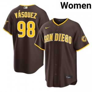 Professional Randy Vasquez #98 Brown Baseball Embroidery Jersey | San Diego Padres Women Collection Edition 30208510