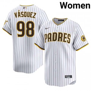 #98 Randy Vasquez Genuine Women Baseball Jersey | SD White Fan Gear 87494177