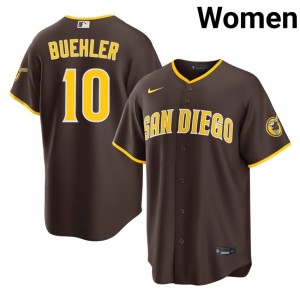 Replica Walker Buehler #10 Brown Baseball Stitch Jersey | San Diego Padres Women Collection Edition 61443204