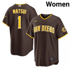 Yuki Matsui #1 Padres Baseball Jersey | Officially Licensed Women Brown Stitched Edition 54108955