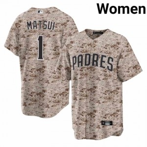 #1 Yuki Matsui Authentic Women Baseball Jersey | SD Padres Camo USMC Fan Gear 38747739