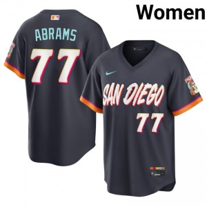 Officially Licensed CJ Abrams #77 Obsidian City Connect Baseball Embroidery Jersey | San Diego Padres Women Collection Edition 54905475