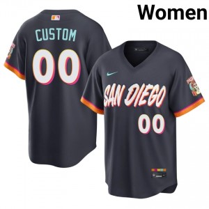 Custom #00 SD Padres City Connect Baseball Jersey | MLB Women Obsidian Sewn Edition 20957889