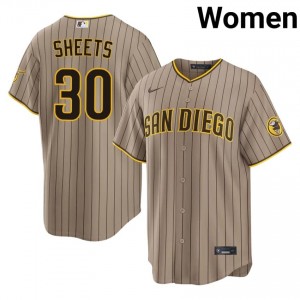 Women Gavin Sheets #30 Sand Sewn Jersey | SD Exclusive Baseball Gear 95173742