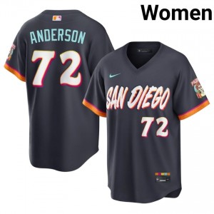 Iconic Grant Anderson #72 Obsidian City Connect Baseball Stitched Jersey | San Diego Padres Women Collection Edition 51083334