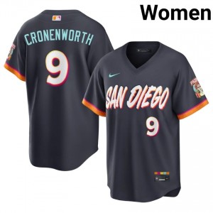 Jake Cronenworth #9 San Diego Padres City Connect Baseball Jersey | Pro-Grade Women Obsidian Sewn Edition 98853143
