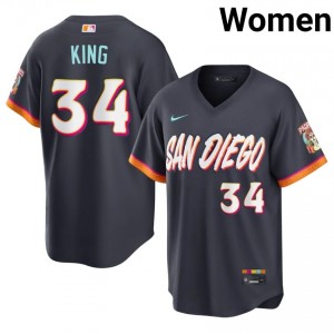 Michael King #34 San Diego Padres City Connect Baseball Jersey | Licensed Women Obsidian Stitched Edition 12672046