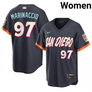 Professional Ron Marinaccio #97 Obsidian City Connect Baseball Embroidery Jersey | SD Padres Women Collection Edition 44838976
