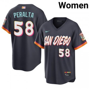 Wandy Peralta #58 Padres City Connect Baseball Jersey | Replica Women Obsidian Sewn Edition 81510481