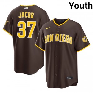 SD Padres Alek Jacob #37 Brown Youth Authentic Baseball Stitched Jersey | 2026 Season 28475741