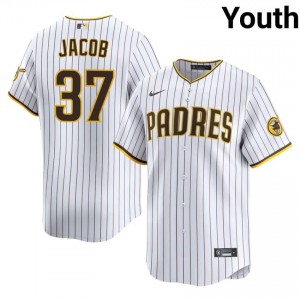 Youth Alek Jacob #37 White Embroidery Jersey | San Diego Padres Iconic Baseball Gear 94533687