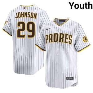 Youth Bryce Johnson #29 White Stitched Jersey | SD Original Baseball Gear 56290954