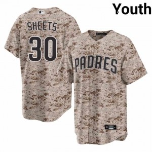 Youth Gavin Sheets #30 Camo USMC Stitched Jersey | San Diego Professional Baseball Gear 44375450