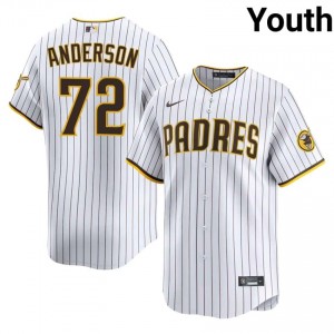 Youth Grant Anderson #72 White Sewn Jersey | SD Padres Authentic Baseball Gear 29574581