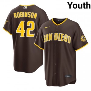 #42 Jackie Robinson Officially Licensed Youth Baseball Jersey | SD Padres Brown Fan Gear 23090274
