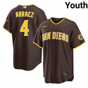 San Diego Padres Luis Arraez #4 Brown Youth Gameday Baseball Stitched Jersey | 2026 Season 39623035