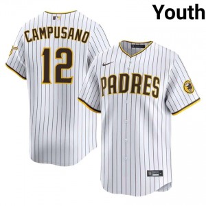 Youth Luis Campusano #12 White Embroidery Jersey | San Diego Licensed Baseball Gear 98495536