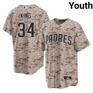 Youth Michael King #34 Camo USMC Sewn Jersey | SD Authentic Baseball Gear 54423189
