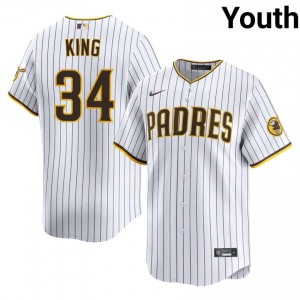 White Michael King #34 SD Padres Baseball Stitch Jersey | Original Youth Fit 68402266