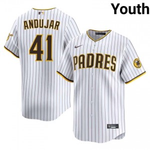 Youth Miguel Andujar #41 White Embroidery Jersey | Padres Replica Baseball Gear 15350745