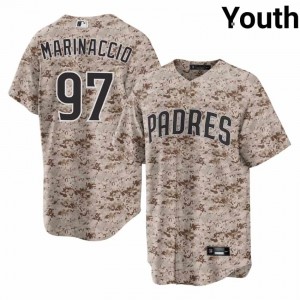 Camo USMC Ron Marinaccio #97 San Diego Padres Baseball Stitched Jersey | Officially Licensed Youth Fit 53920703