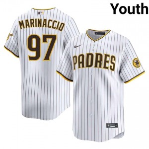 Youth Ron Marinaccio #97 White Stitched Jersey | Padres Elite Baseball Gear 75695488