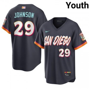 #29 Bryce Johnson Replica Youth City Connect Baseball Jersey | SD Padres Obsidian Fan Gear 73345844