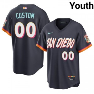 Padres Custom #00 Obsidian Youth City Connect Classic Baseball Embroidery Jersey | 2026 Season 15163274