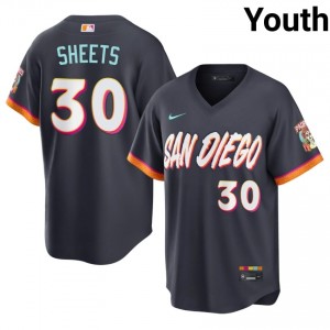 SD Gavin Sheets #30 Obsidian Youth City Connect Elite Baseball Stitch Jersey | 2026 Season 57908767