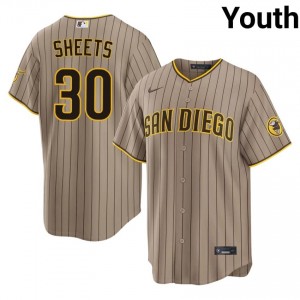 Genuine Gavin Sheets #30 Sand Baseball Embroidery Jersey | Padres Youth Collection Edition 14823407