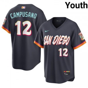 #12 Luis Campusano Authentic Youth City Connect Baseball Jersey | San Diego Padres Obsidian Fan Gear 57200811