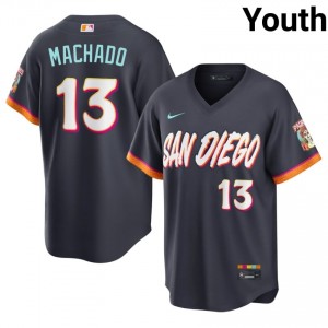 San Diego Padres Manny Machado #13 Obsidian Youth City Connect Premium Baseball Stitch Jersey | 2026 Season 59039181